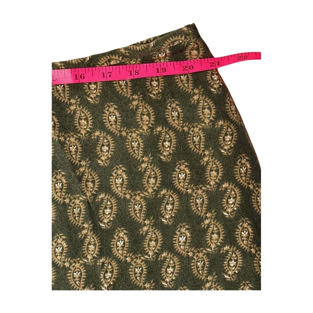 Field Manor Woman 3X Paisley Silk Skirt Olive Green Lined - Picture 5 of 11